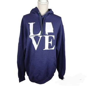 Love Alabama Hoodie Medium Purple & White -Long Sleeve -Fruit Of The Loom